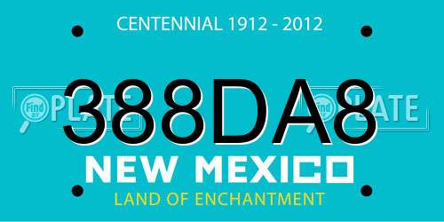 388DA8 New Mexico License Plate