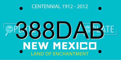 388DAB New Mexico License Plate