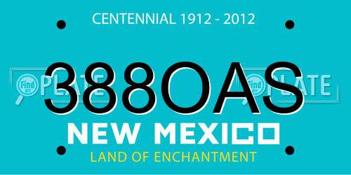 388OAS New Mexico License Plate