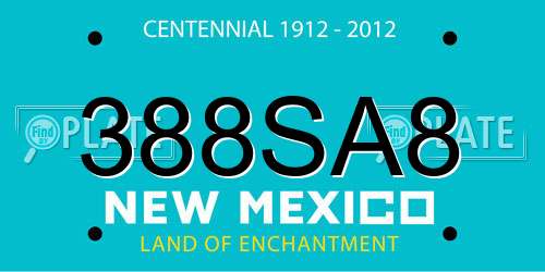 388SA8 New Mexico License Plate