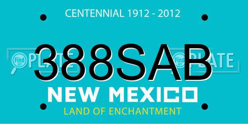 388SAB New Mexico License Plate