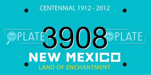 3908 New Mexico License Plate