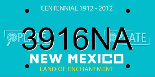 3916NA New Mexico License Plate