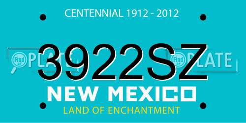 3922SZ New Mexico License Plate