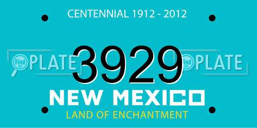 3929 New Mexico License Plate