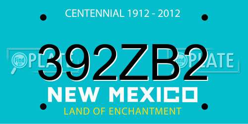 392ZB2 New Mexico License Plate