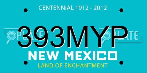 393MYP New Mexico License Plate