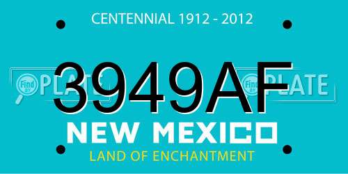 3949AF New Mexico License Plate
