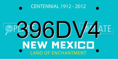 396DV4 New Mexico License Plate