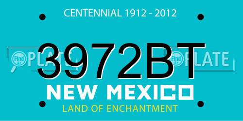 3972BT New Mexico License Plate