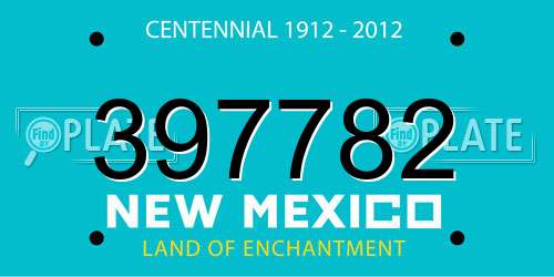 397782 New Mexico License Plate