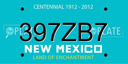 397ZB7 New Mexico License Plate