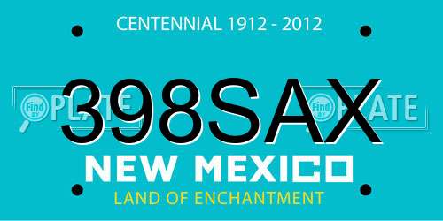 398SAX New Mexico License Plate