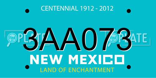 3AA073 New Mexico License Plate