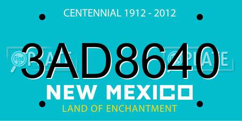 3AD8640 New Mexico License Plate