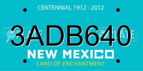 3ADB640 New Mexico License Plate