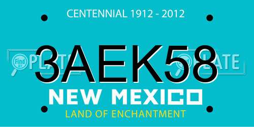 3AEK58 New Mexico License Plate
