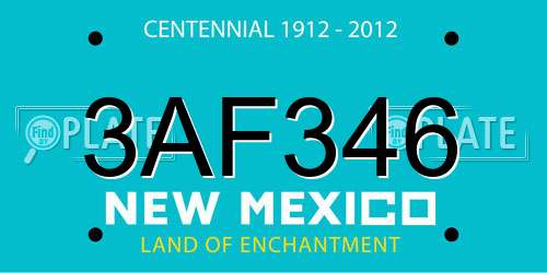 3AF346 New Mexico License Plate