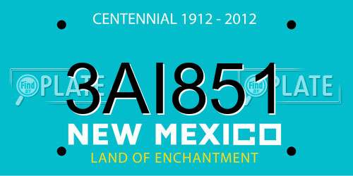 3AI851 New Mexico License Plate