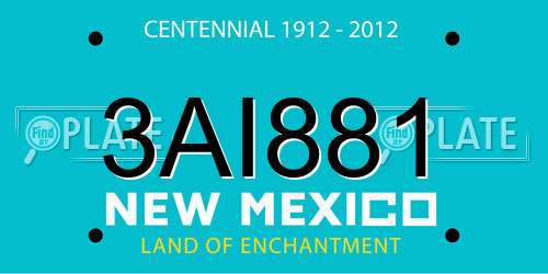 3AI881 New Mexico License Plate