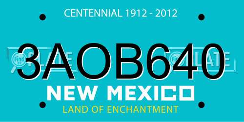 3AOB640 New Mexico License Plate