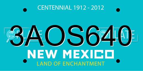 3AOS640 New Mexico License Plate
