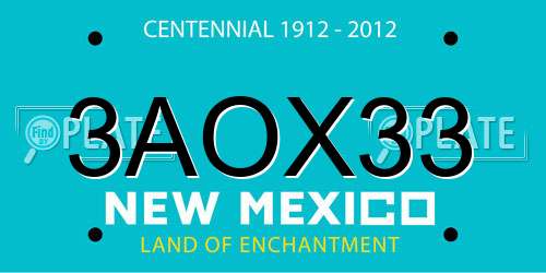 3AOX33 New Mexico License Plate