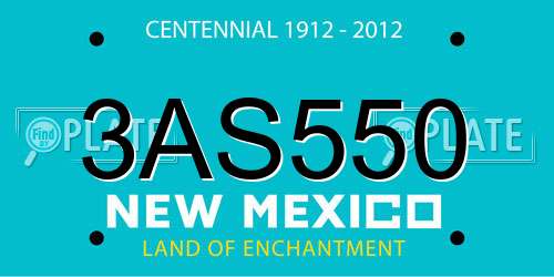 3AS550 New Mexico License Plate