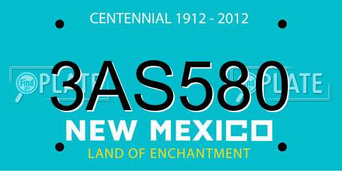 3AS580 New Mexico License Plate