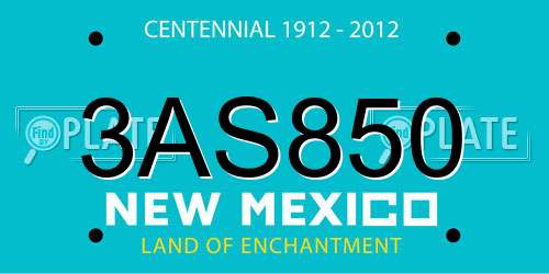 3AS850 New Mexico License Plate