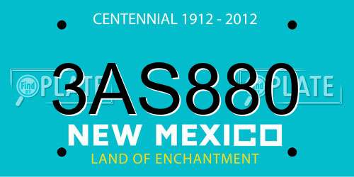 3AS880 New Mexico License Plate