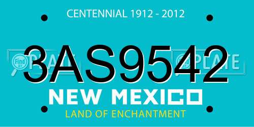 3AS9542 New Mexico License Plate