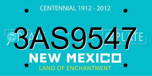 3AS9547 New Mexico License Plate