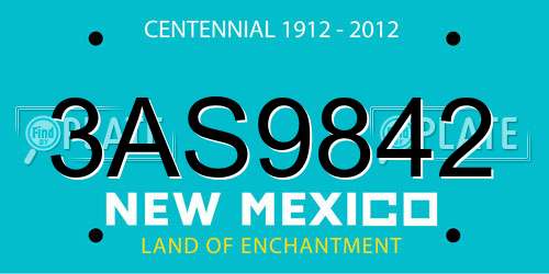 3AS9842 New Mexico License Plate