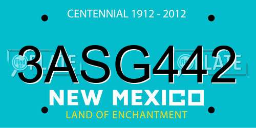 3ASG442 New Mexico License Plate