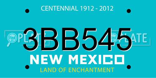 3BB545 New Mexico License Plate