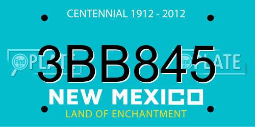 3BB845 New Mexico License Plate