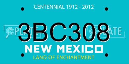 3BC308 New Mexico License Plate