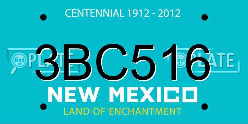 3BC516 New Mexico License Plate