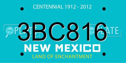 3BC816 New Mexico License Plate