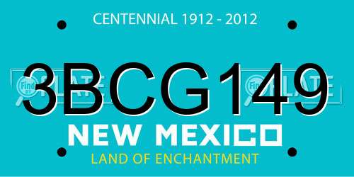 3BCG149 New Mexico License Plate