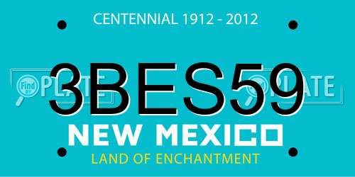 3BES59 New Mexico License Plate