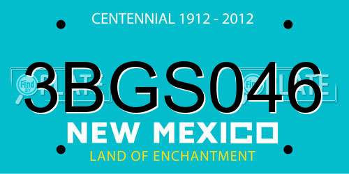 3BGS046 New Mexico License Plate