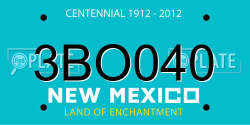 3BO040 New Mexico License Plate