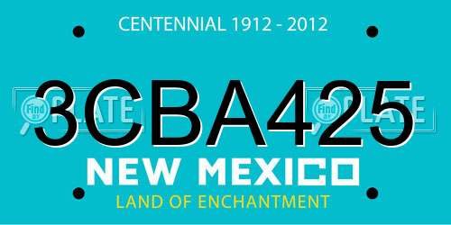 3CBA425 New Mexico License Plate