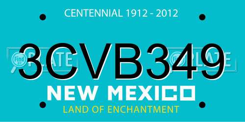 3CVB349 New Mexico License Plate