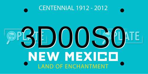3D00S0 New Mexico License Plate