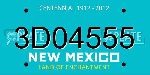 3D04555 New Mexico License Plate