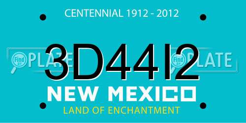 3D44I2 New Mexico License Plate