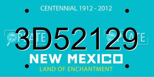 3D52129 New Mexico License Plate